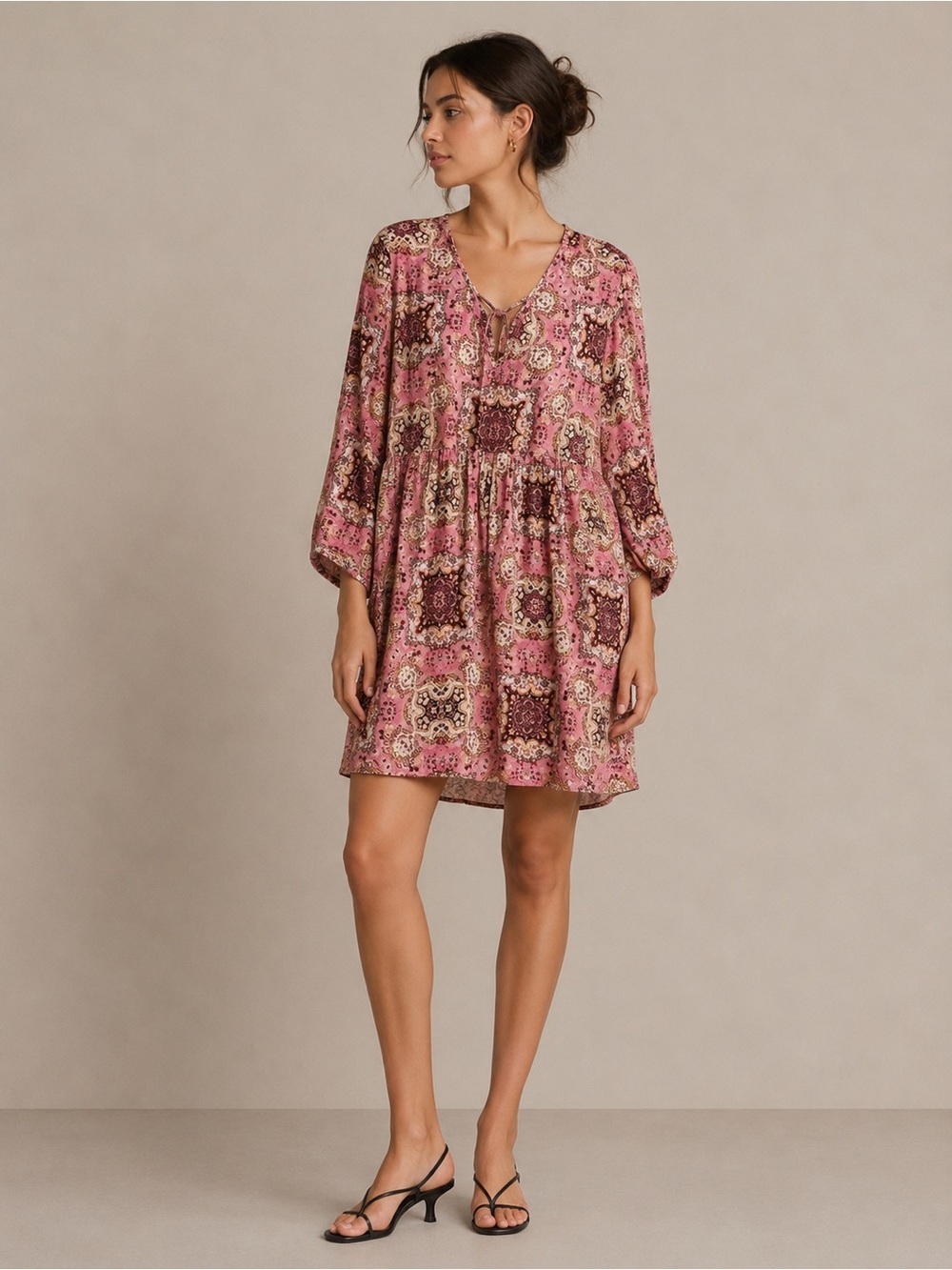 torrid Pink Paisley Long Sleeve Swing Dress